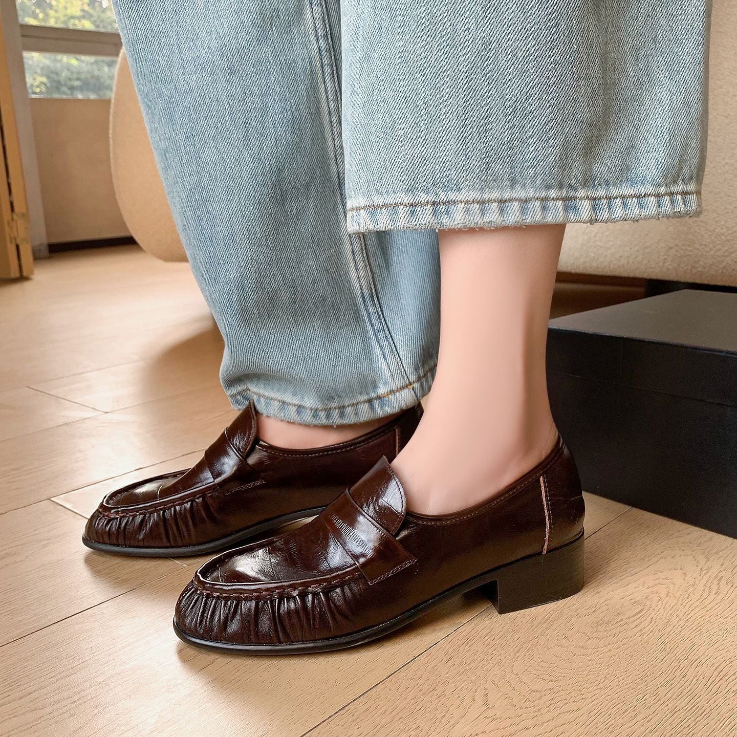Elegante Leder-Pumps mit Chunky-Heel