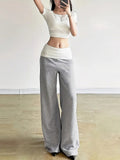 Hellegraue Slimming Wide Leg Hose