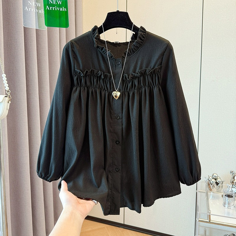 Bauchfreundliches Langarmshirt mit Rüschen