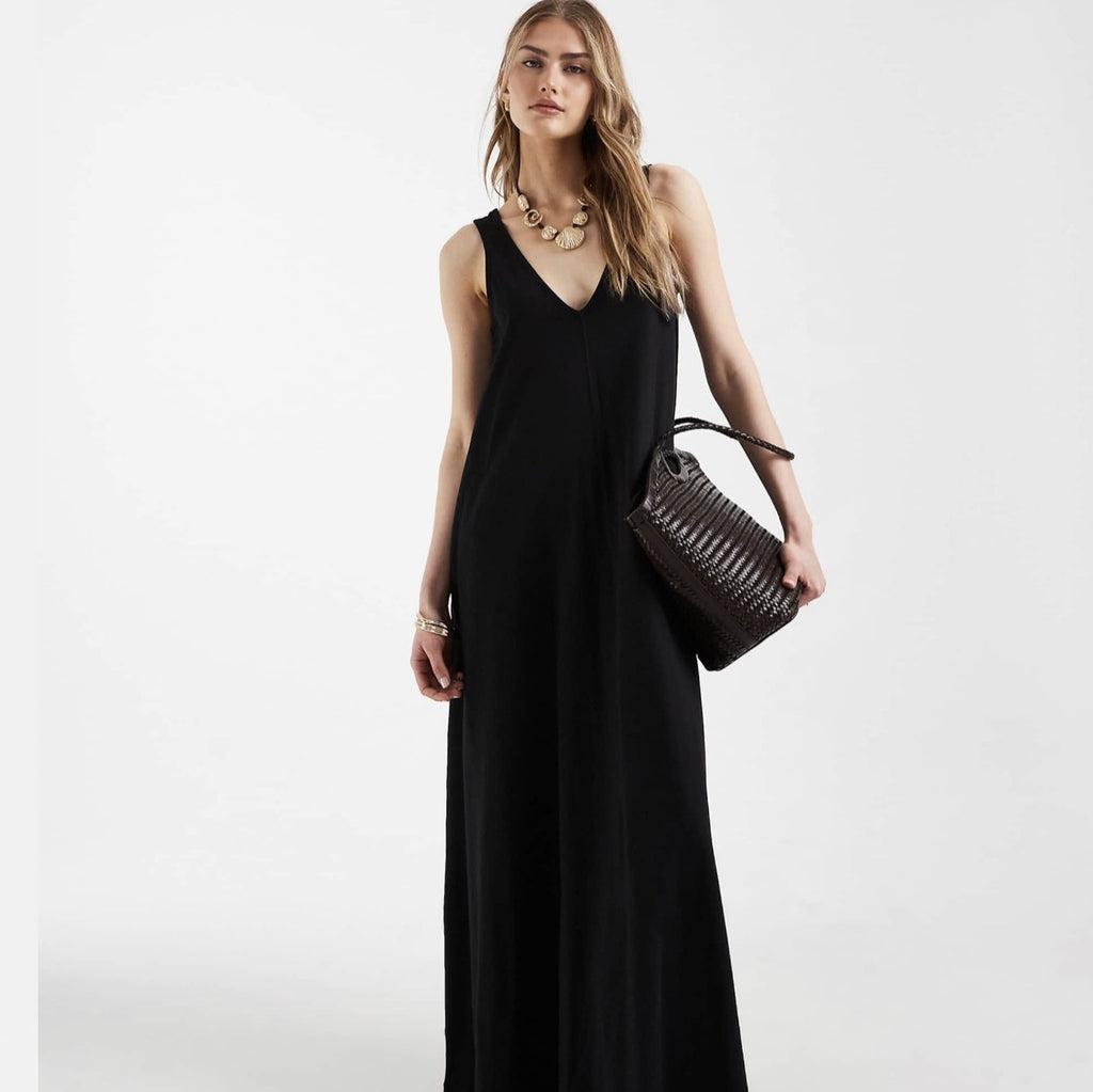 Ärmelloses V-Neck Maxikleid für Damen