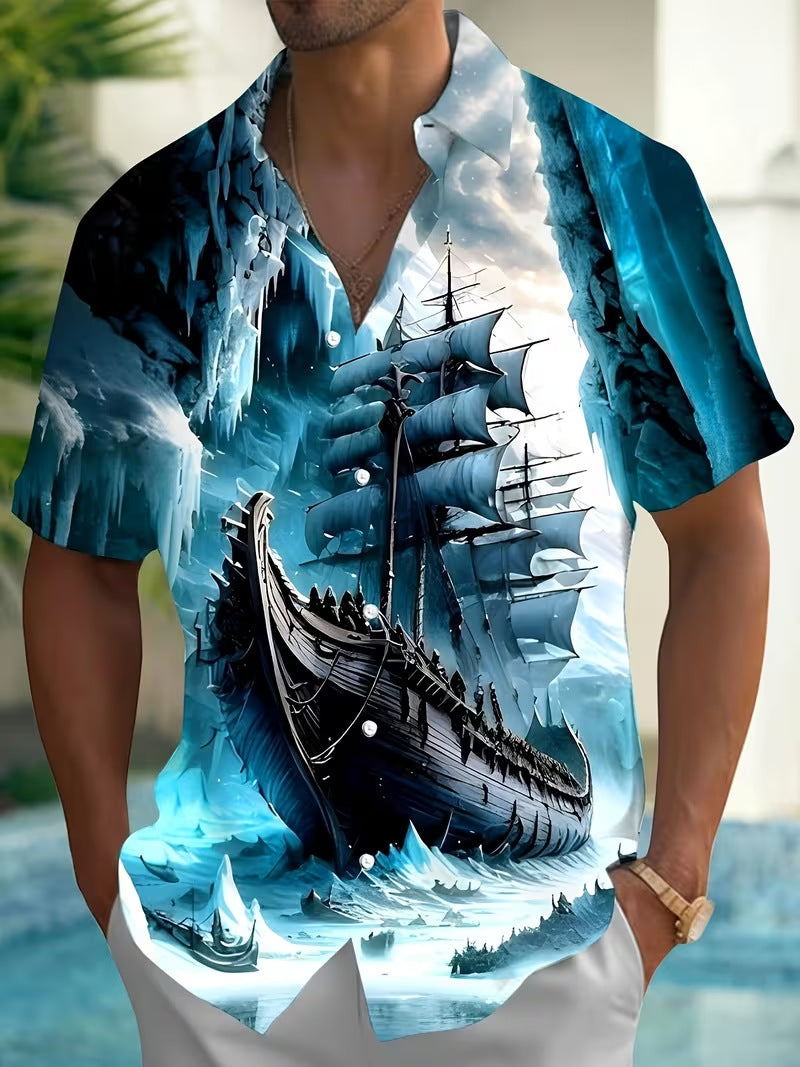 Herren Hemd mit Blumenprint und Kurzarm