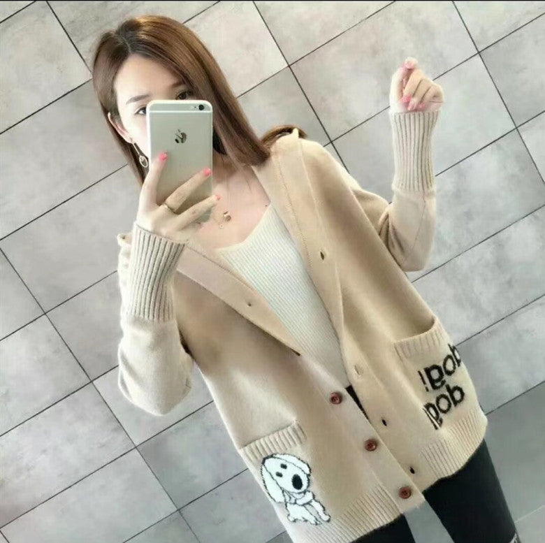 Damen Strick-Cardigan mit Kapuze – Loose Fit
