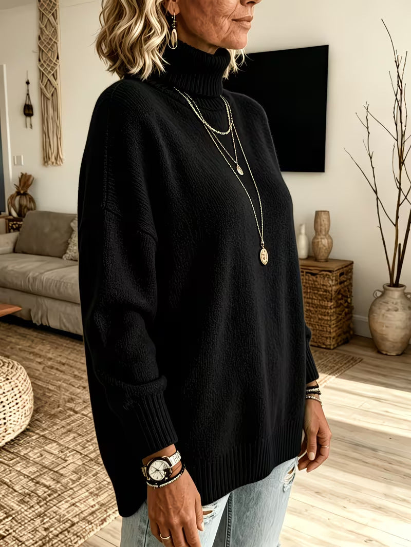 Samtener Rollkragenpullover für Damen