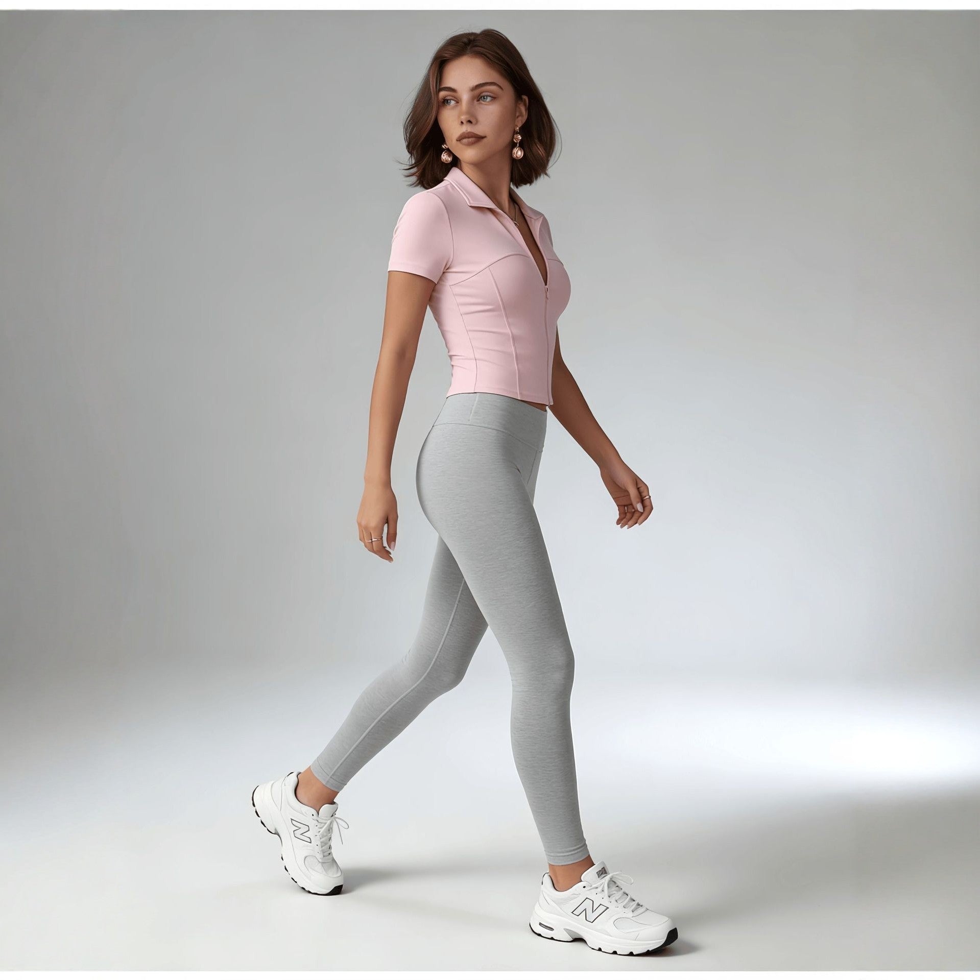 Yoga Top mit Reissverschluss, Langarm