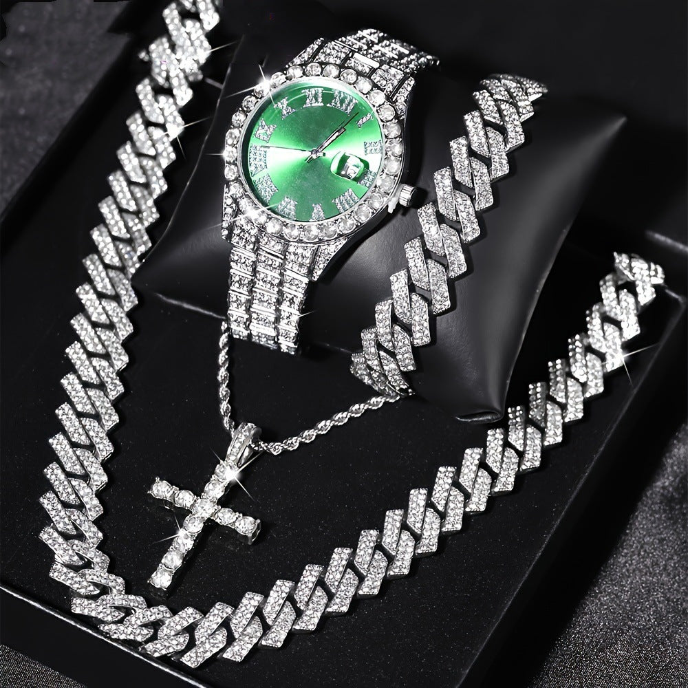 Quarz-Herrenuhr mit Cuban Armband