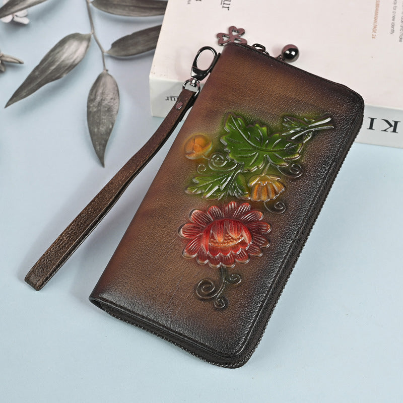Handtasche mit Prägung, Flurblumen-Innenfutter – Bild 6 | LuxeStyle