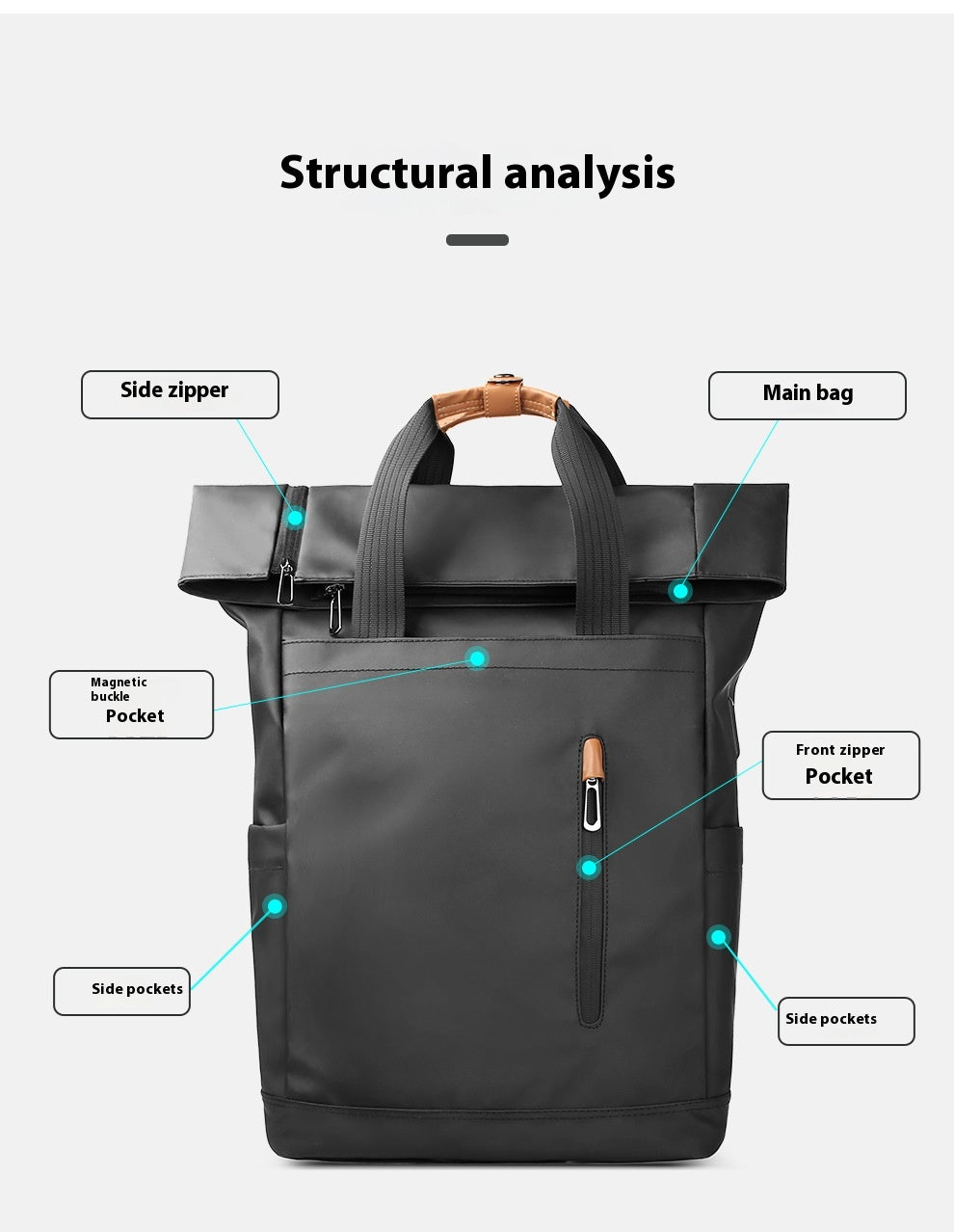 Rucksack mit geschwungener Kante