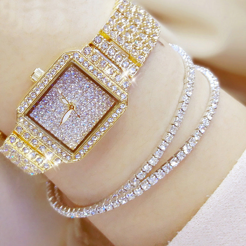 Wasserdichte Quarzuhr mit Strass-Besatz – Bild 3 | LuxeStyle