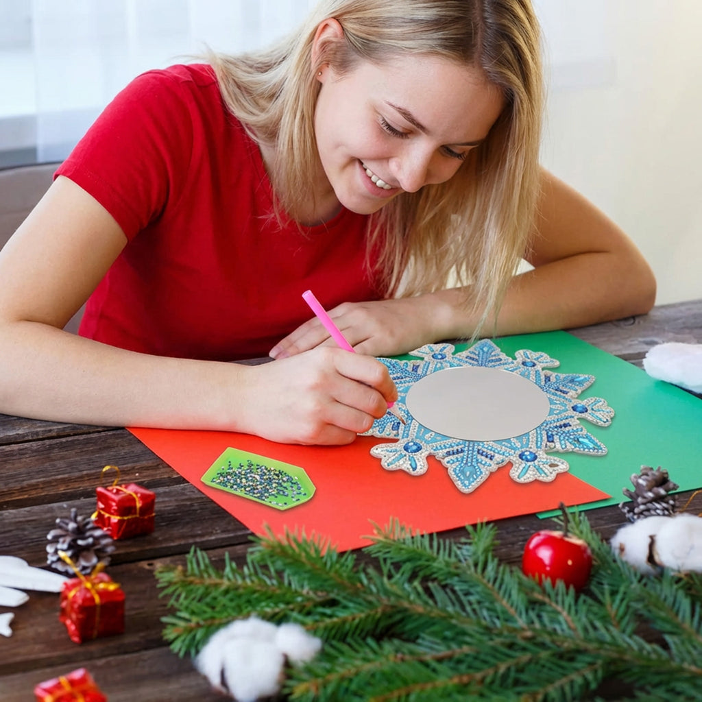 Diamond Painting Spiegel Bastelset Schneeflocke