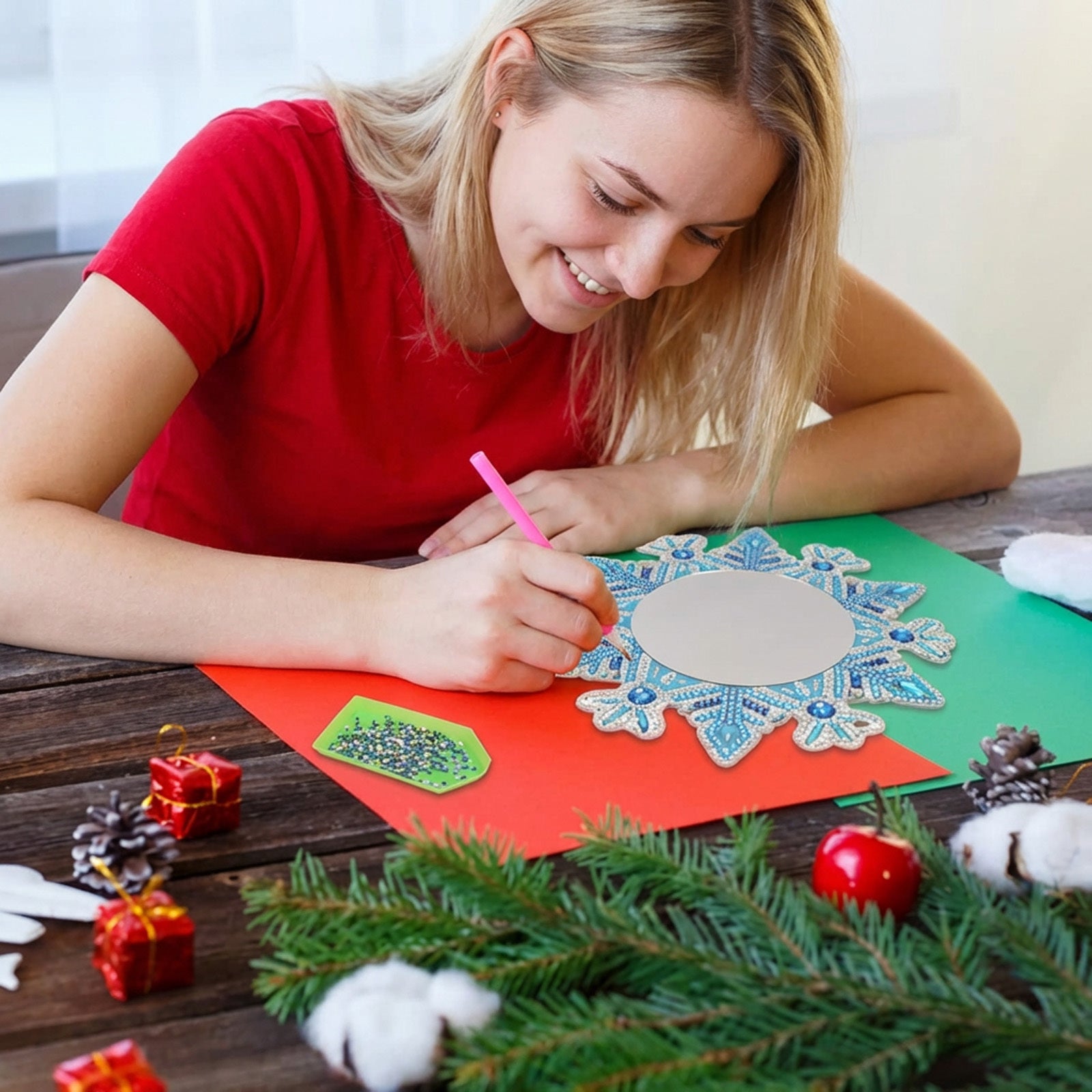 Diamond Painting Spiegel Bastelset Schneeflocke