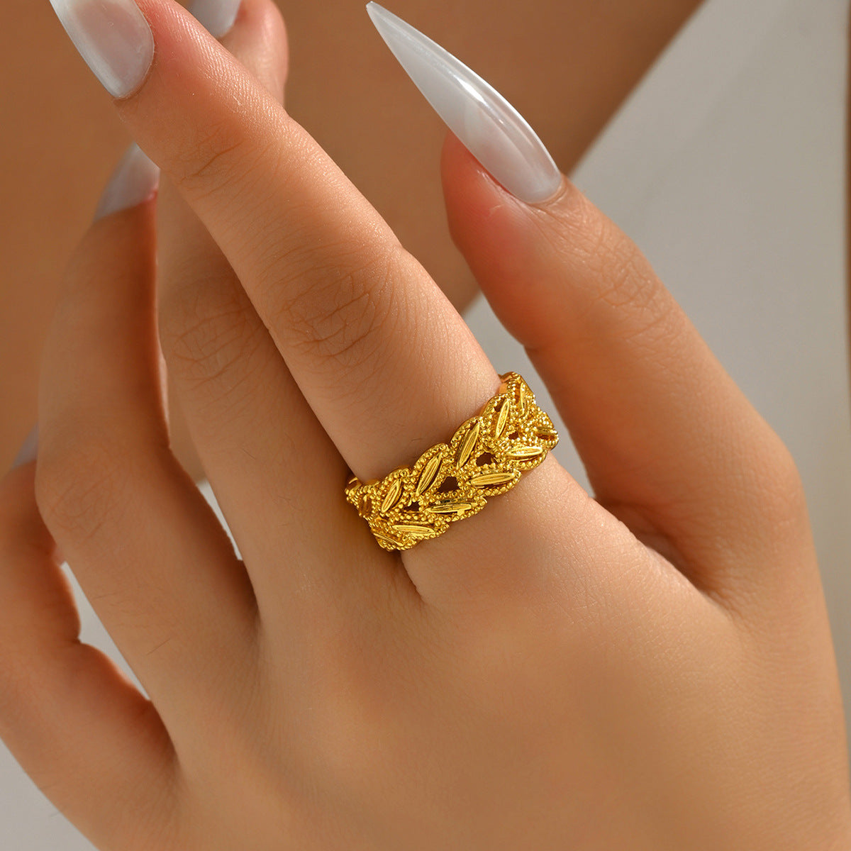 18K Gold-Plated Anpassbarer Weizenähren-Indexring