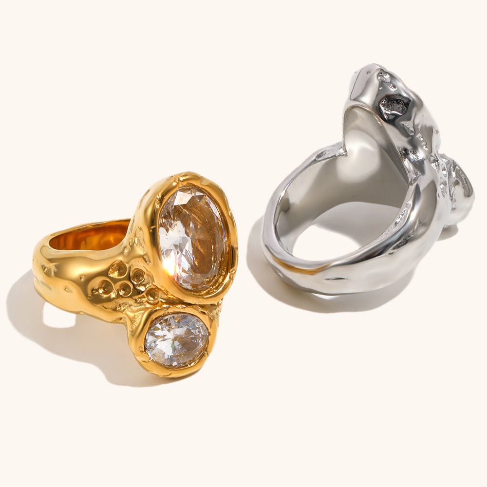 Doppelkopf-Ring mit Zirkon | LuxeStyle