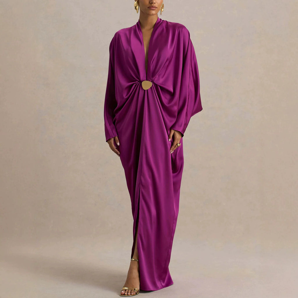 Elegantes Langarm-Kleid mit V-Ausschnitt