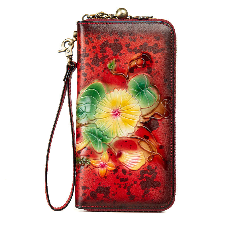 Leder-Geldbörse mit Blumenmuster und Reissverschluss – Bild 2 | LuxeStyle