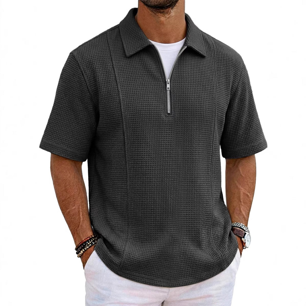 Sportliches Halb-Zip Polo-Shirt mit U-Boot-Ausschnitt