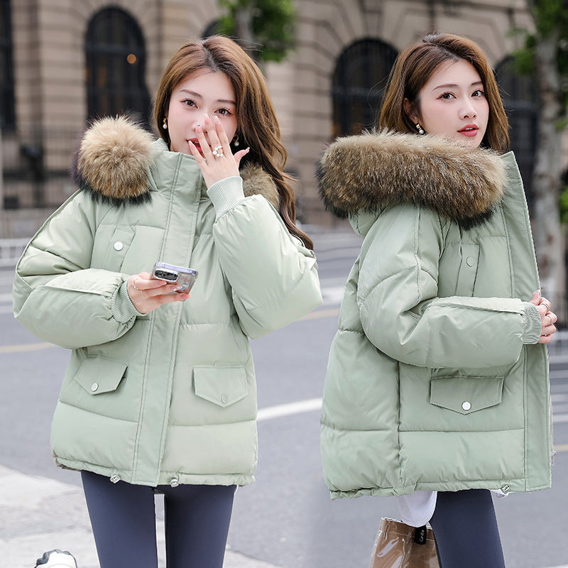 Damen Steppjacke mit grossem Fellkragen