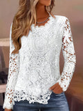 Vintage Langarm-Spitzentop mit Rundhals – Bild 1 | LuxeStyle