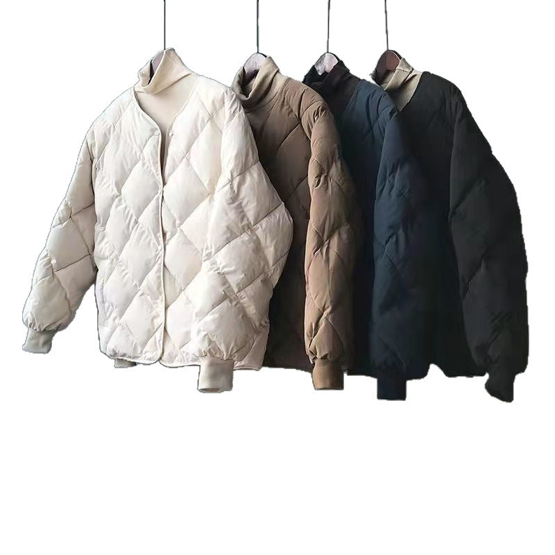 Loose-fit Diamond-Quilted Down-Jackett – Bild 8 | LuxeStyle