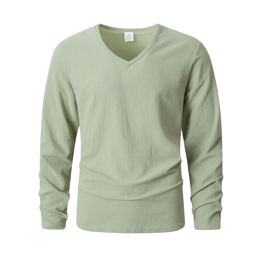 Leinen-Pullover mit V-Ausschnitt | LuxeStyle