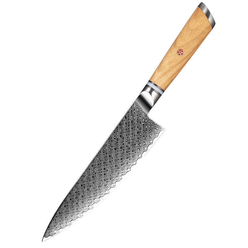 Kochmesser Damaststahl Olivenholz – Ansicht 8