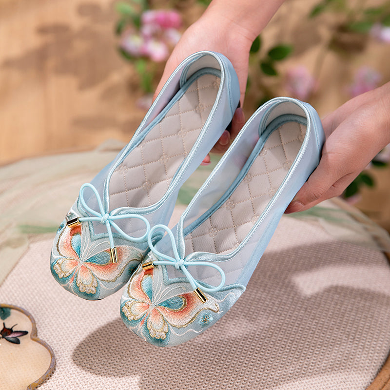 Bestickte Mesh Flats mit Schmetterlingen