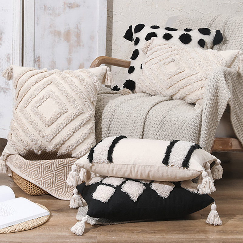 Boho Kissenhülle mit Quasten