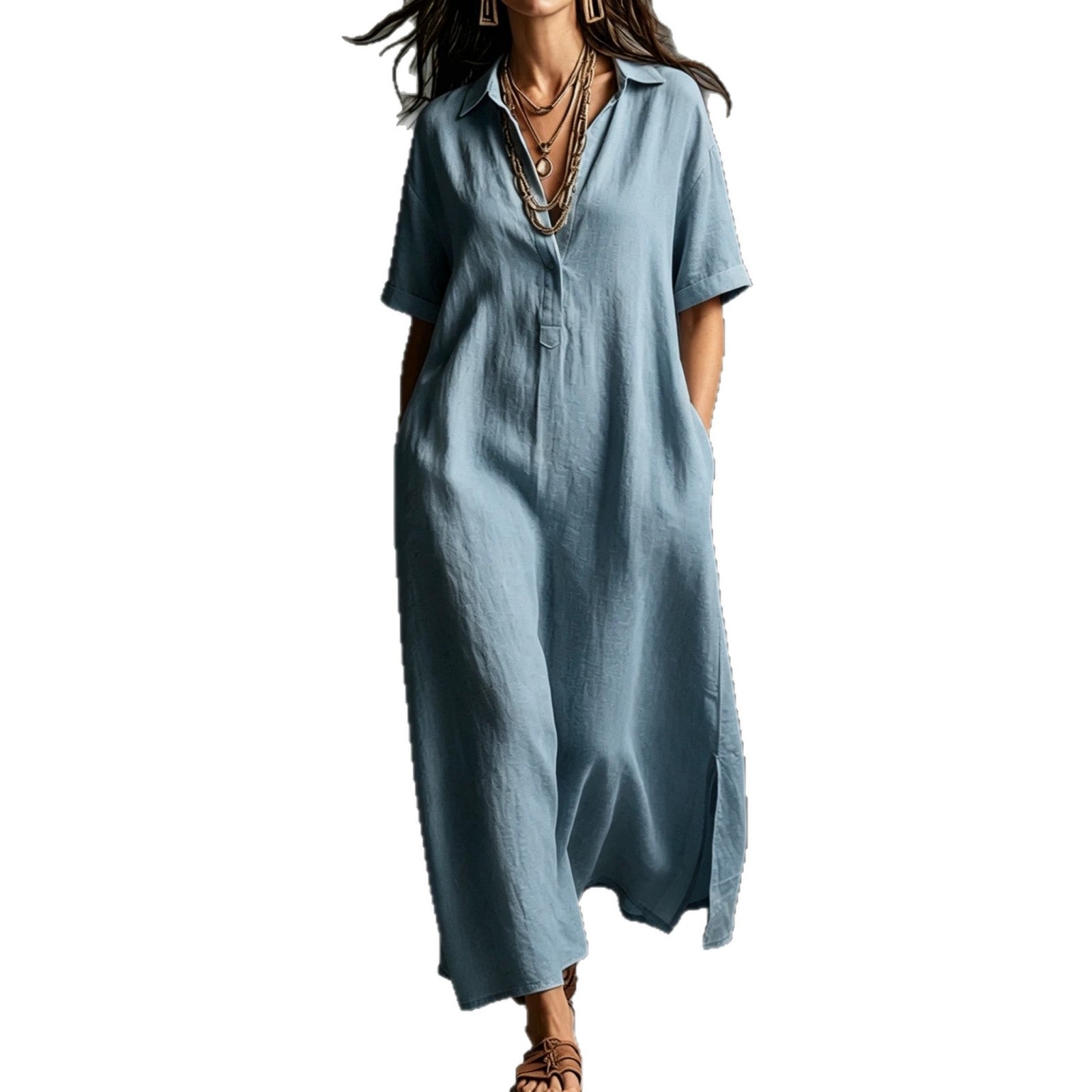Elegantes knielanges Damen-Kleid mit Reverskragen