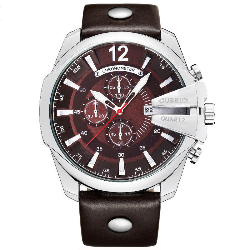 Quarz-Uhr mit Lederarmband, 30 m wasserdicht – Bild 6 | LuxeStyle