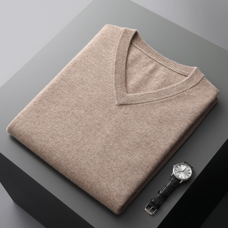 V-Ausschnitt Strickpullover aus Wolle
