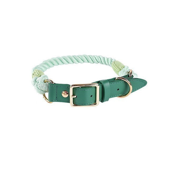 Baumwollseil-Leder-Leinen-Halsband-Set für Hunde – Bild 4 | LuxeStyle