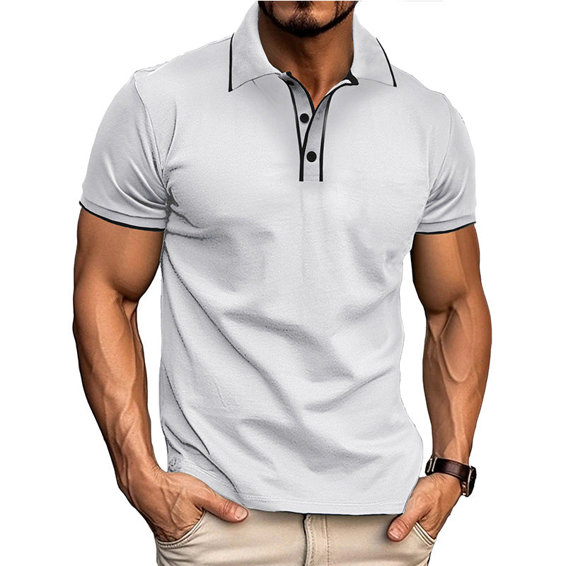 Herren Kurzarmhemd mit Revers und Jacquard – Bild 2 | LuxeStyle