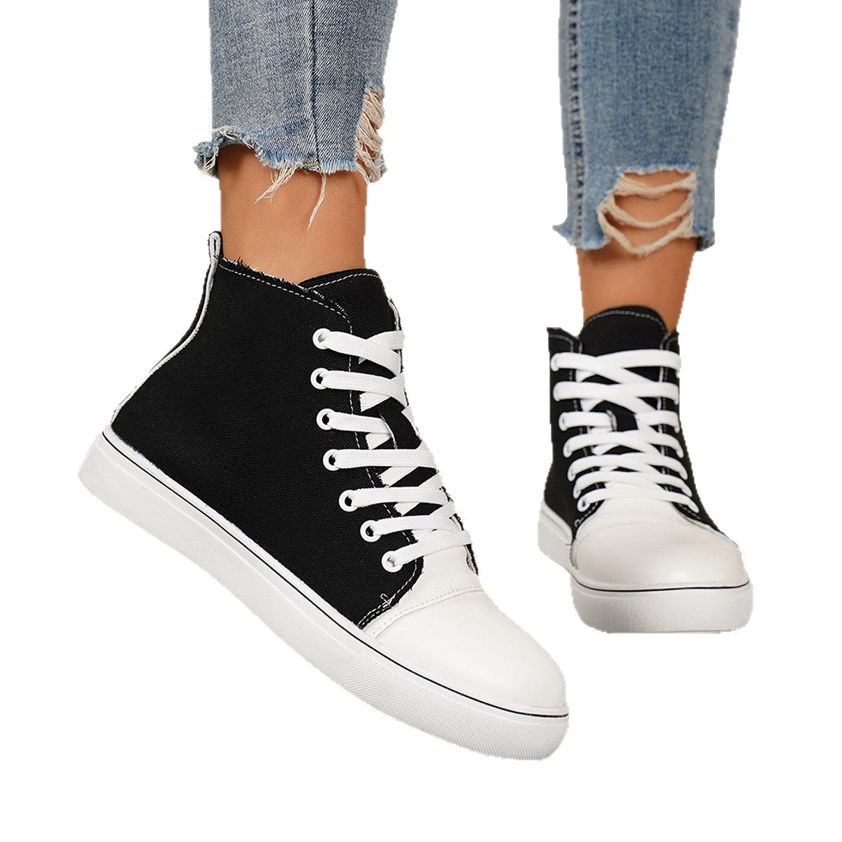 High-Top Stoffschuhe mit Blumenmuster