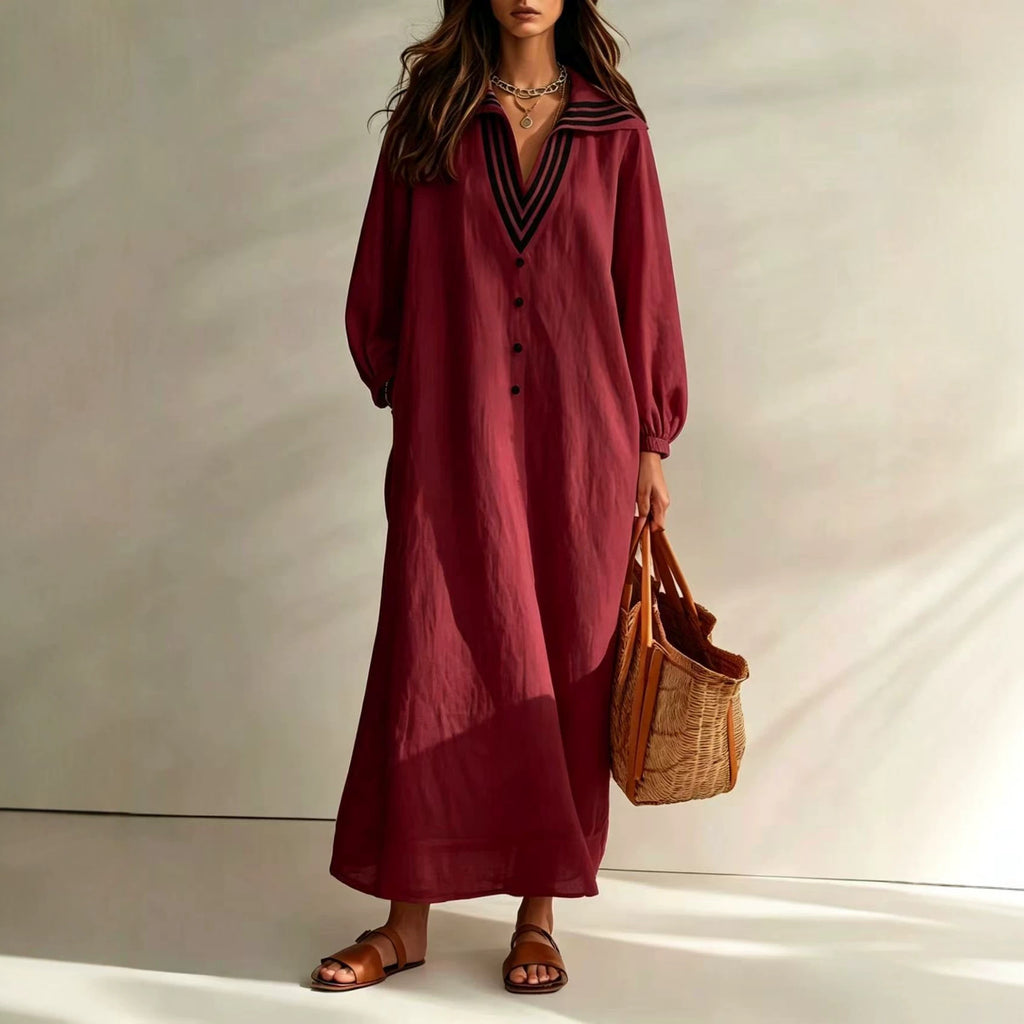 Luftiges V-Ausschnitt Resort Kleid