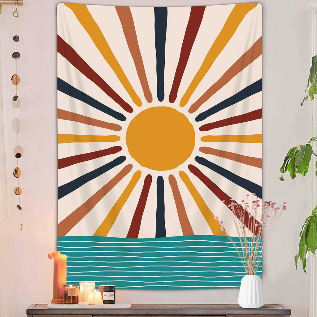 Bohemian Sun Wandteppich im Retro-Stil