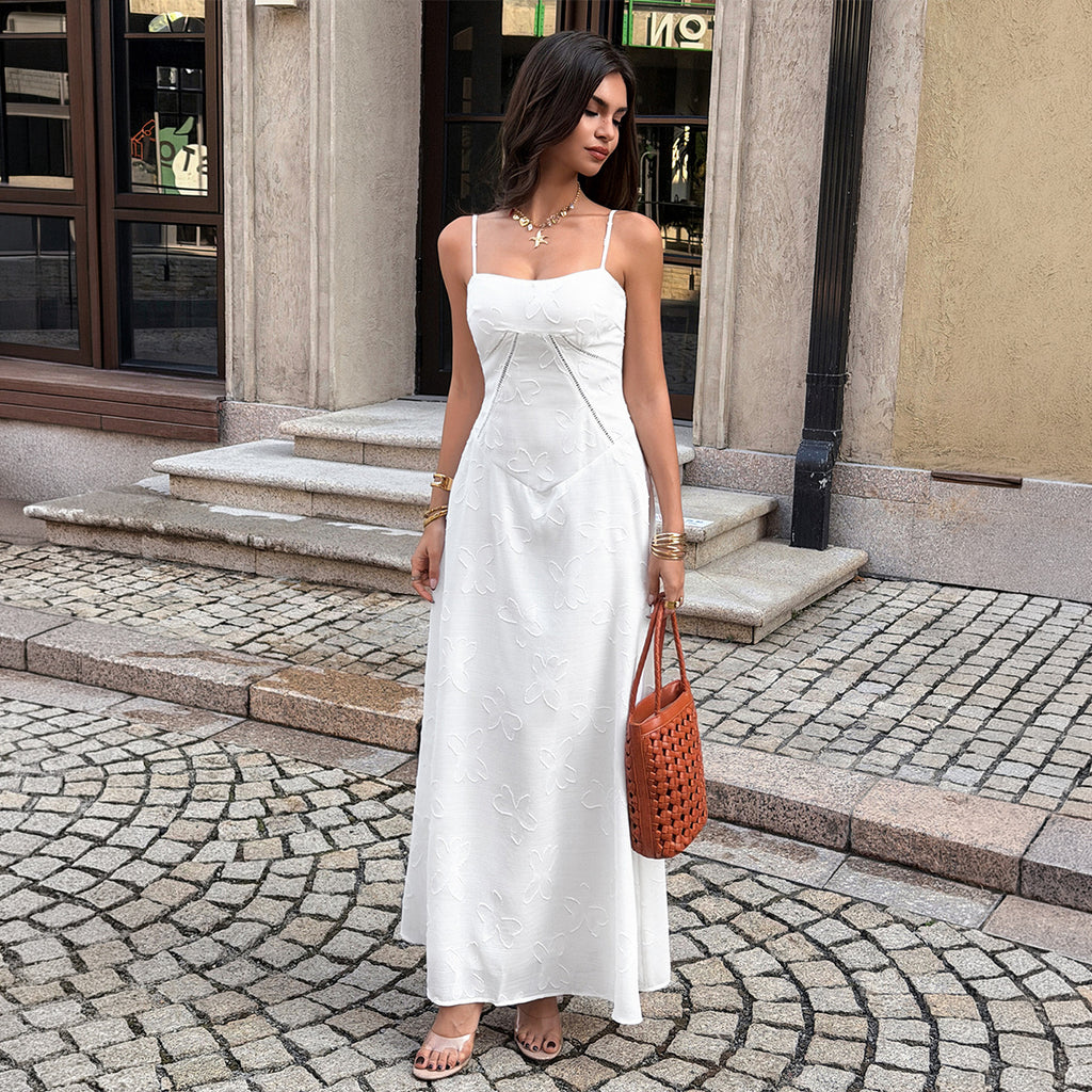 Jacquard A-Linien Kleid mit Taillengürtel – Bild 3 | LuxeStyle