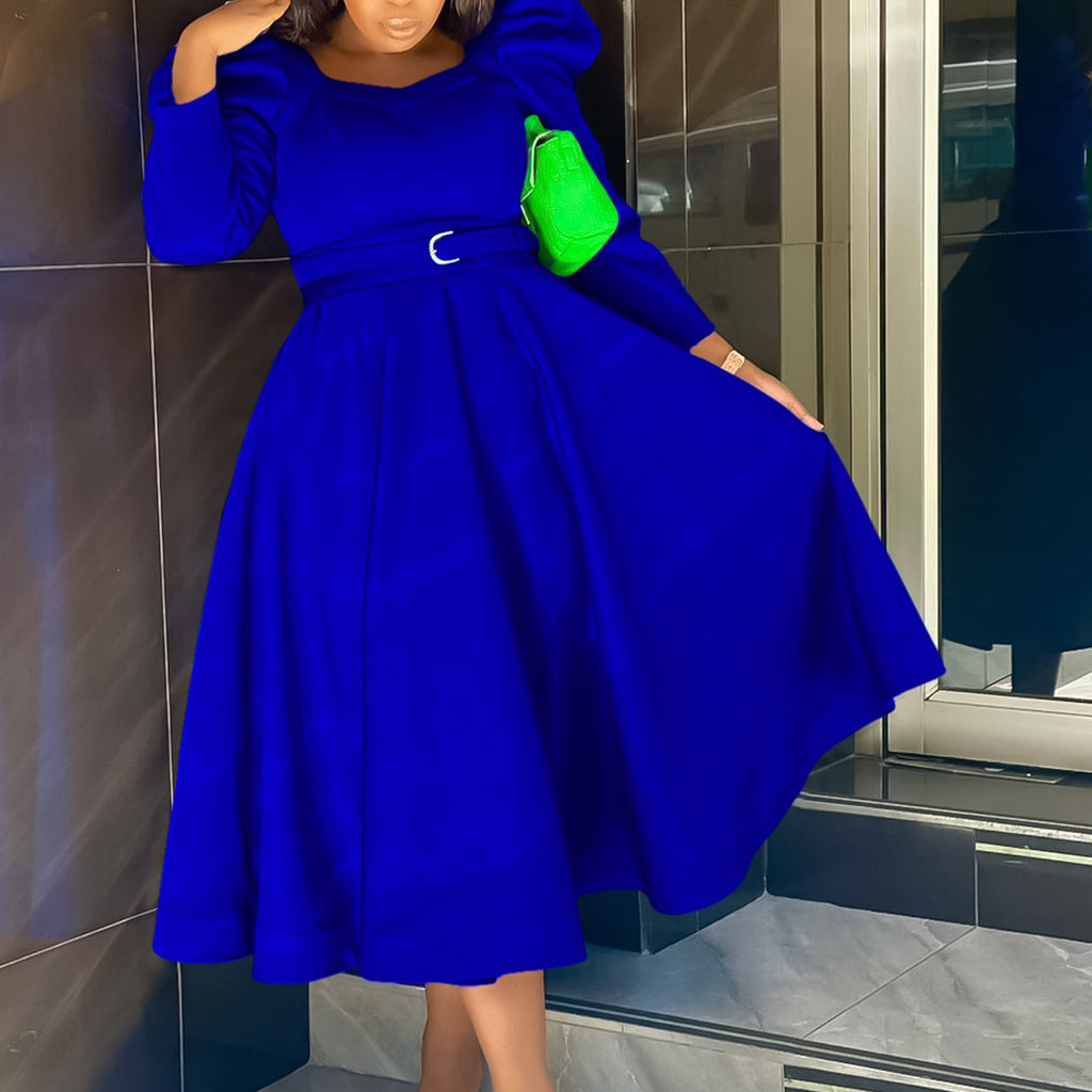 Elegantes A-Linien Midikleid mit Puffärmeln