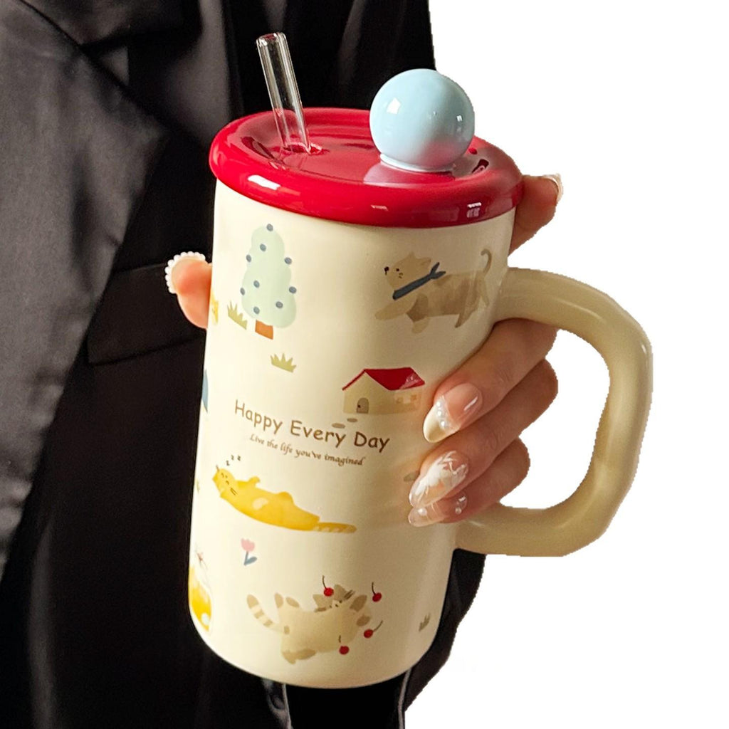 Keramiktasse mit Deckel und Pinsel – Bild 3 | LuxeStyle