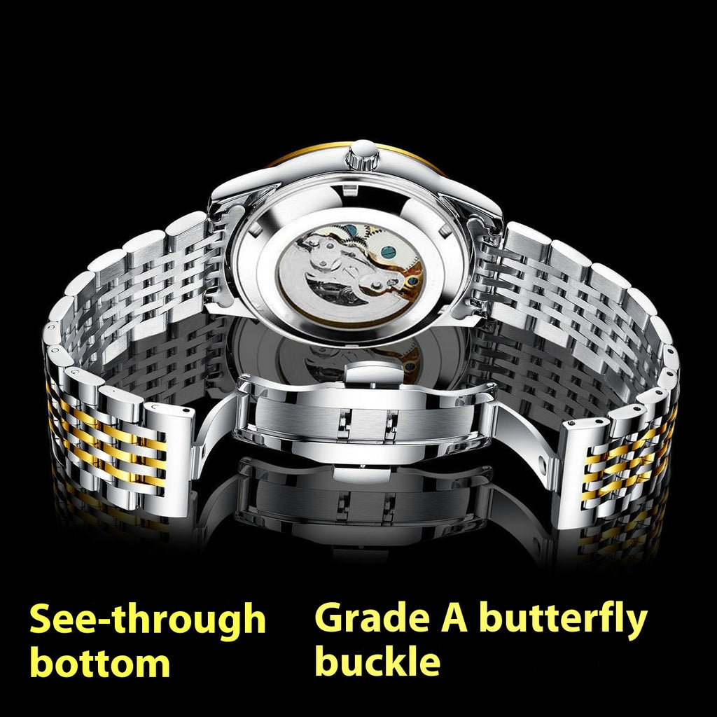 Quarz-Uhr mit transparentem Gehäuseboden – Bild 4 | LuxeStyle