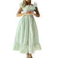 Gestreiftes A-Linien-Kleid mit Puffärmeln