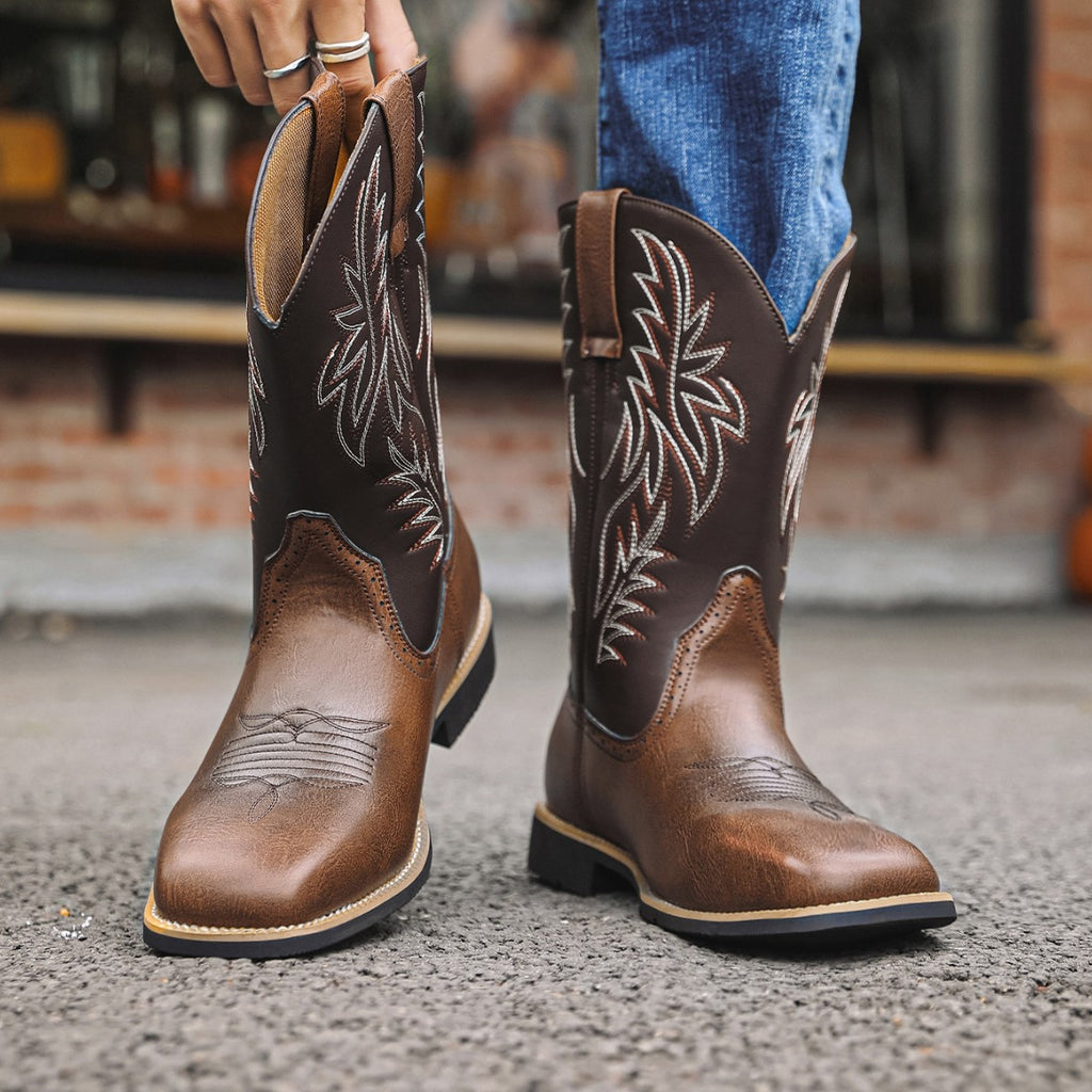 Herren Leder Boots mit Hufeisenabsatz
