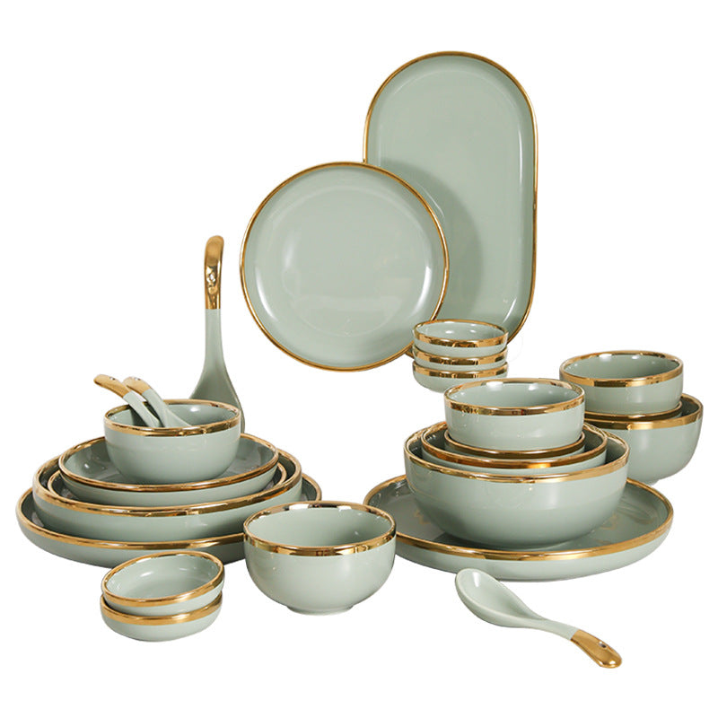 Keramik Geschirrset mit Goldrand – Bild 4 | LuxeStyle