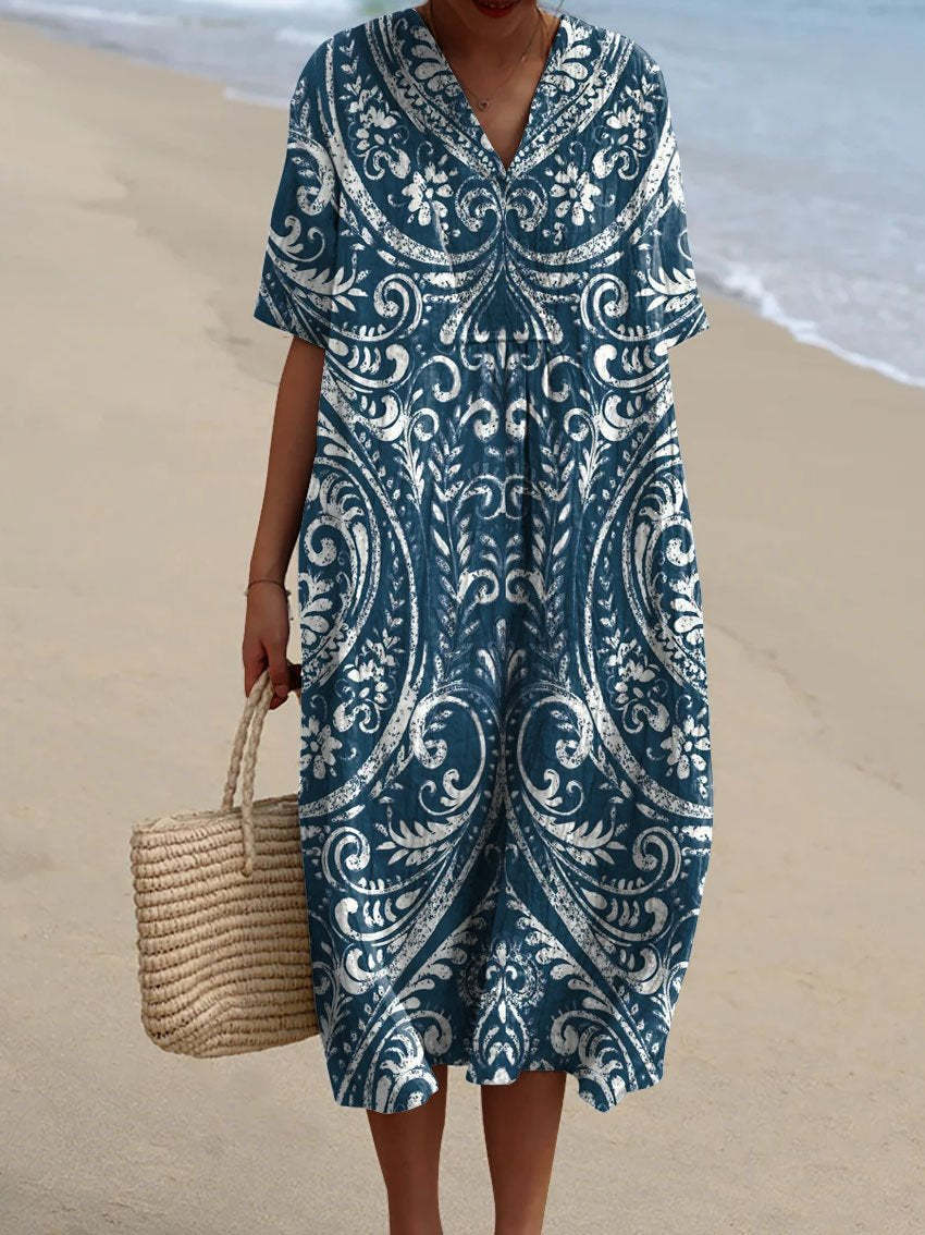 Damen-Maxikleid mit 3D-Druckärmeln
