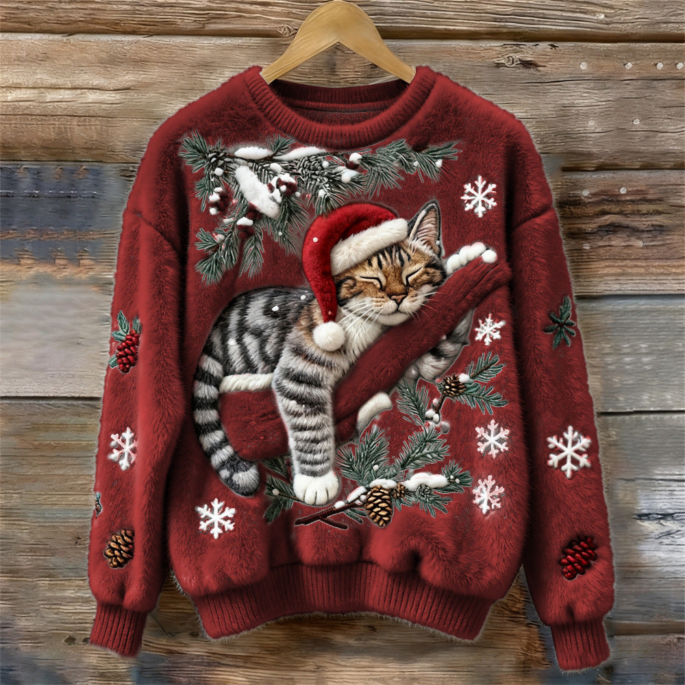 Weihnachtsmuster-Fleece-Hoodie