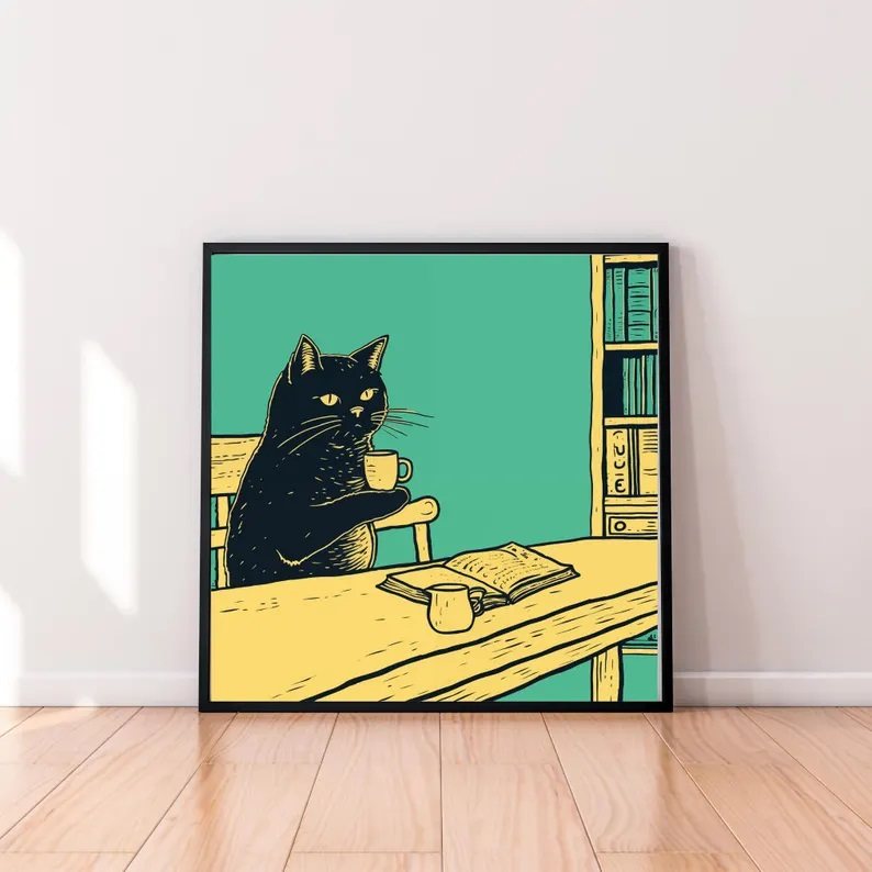 Gerahmtes Wandbild mit Katzenmotiv – Bild 2 | LuxeStyle