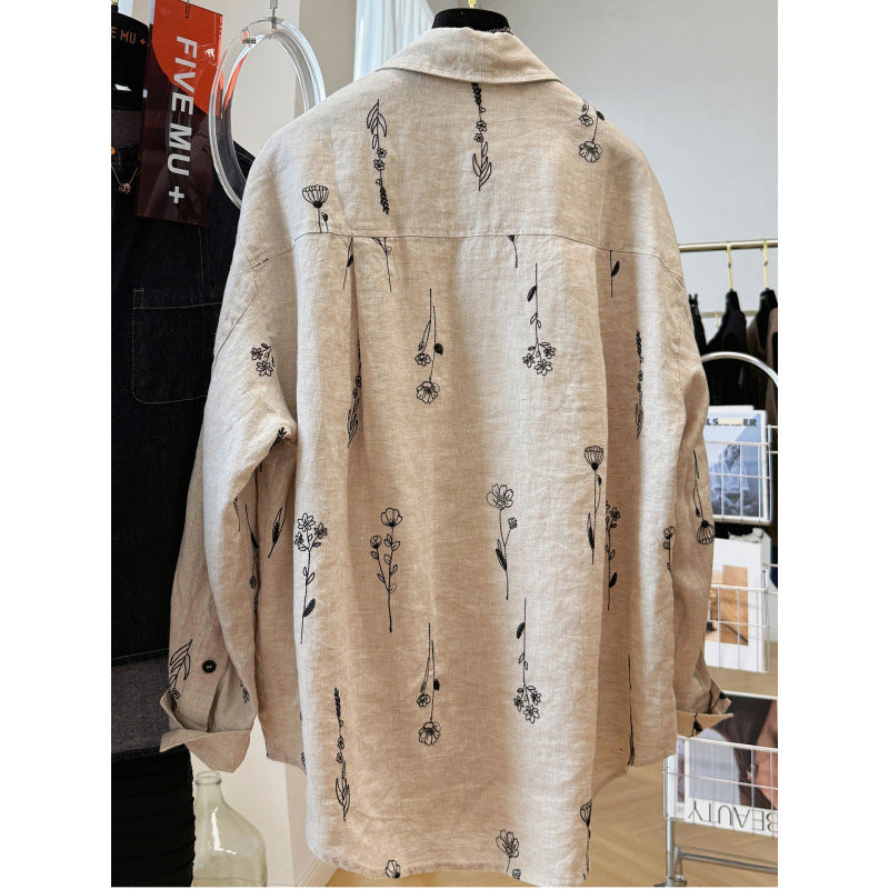 Elegantes Langarm-Top mit Pflanzenmuster – Bild 2 | LuxeStyle