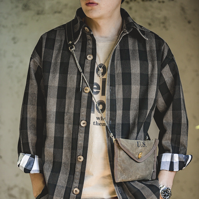 Grünes Retro-Kariertes Overshirt für Herren – Bild 3 | LuxeStyle