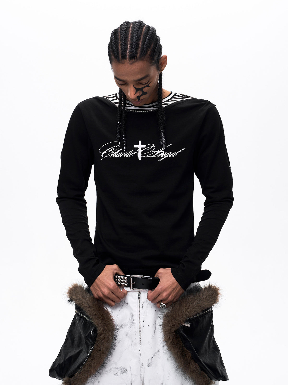 Herren Langarmshirt mit Streifen und Druck | LuxeStyle