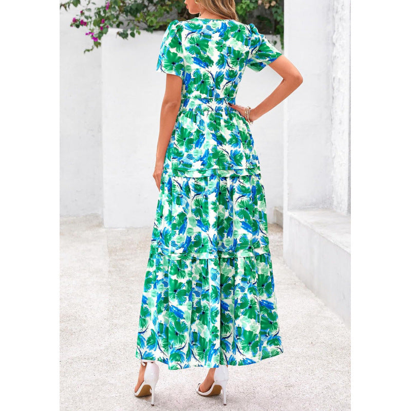 Retro Blumenkleid mit V-Ausschnitt – Bild 9 | LuxeStyle