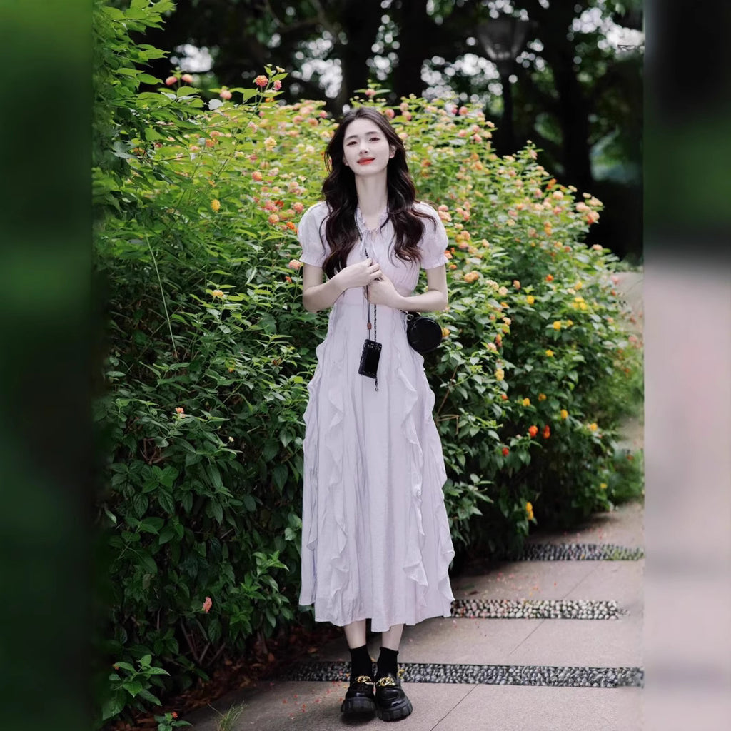 Elegantes Sommer-Maxikleid mit Rüschensaum
