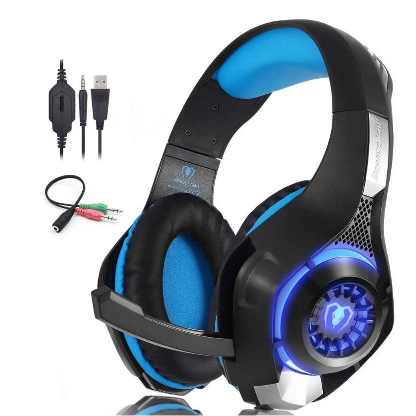 Gaming-Headset mit LED-Licht & Tiefbass für PS4/PC